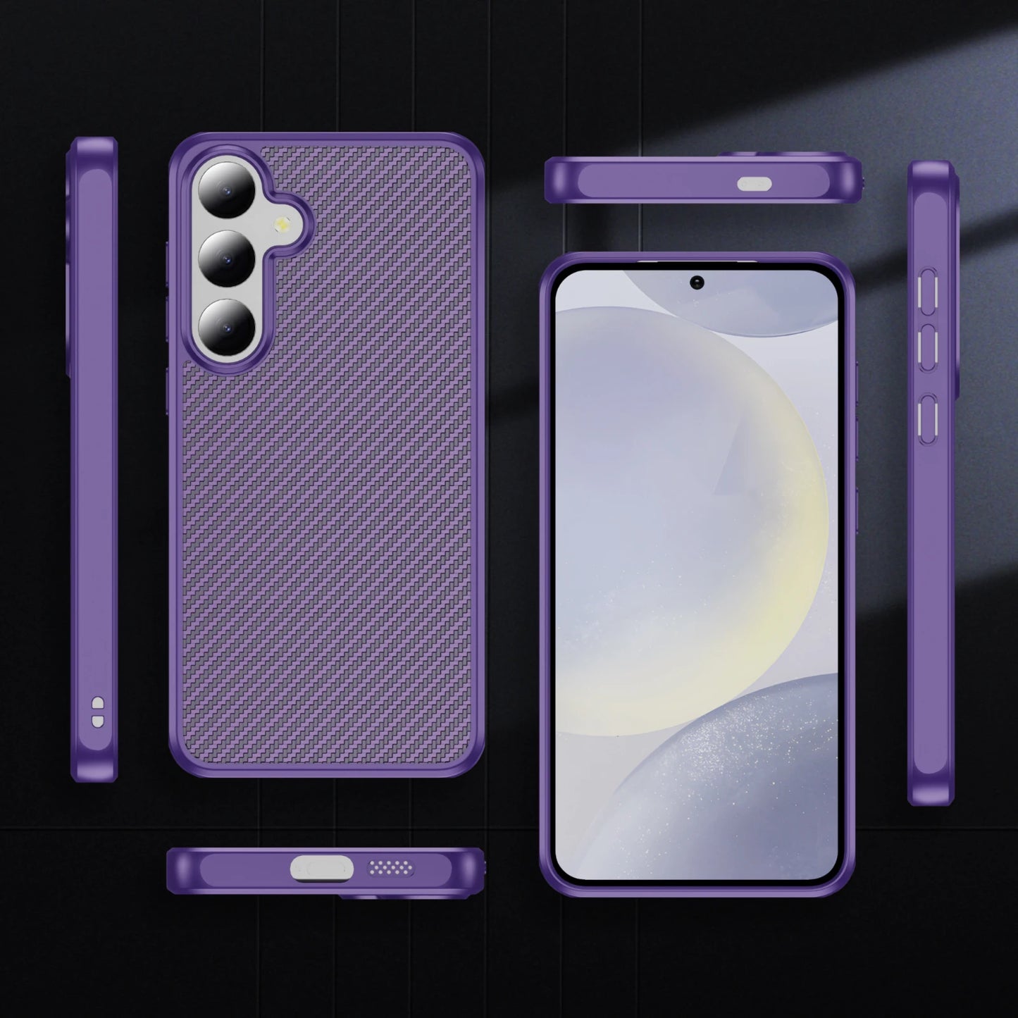 Luxury Carbon Fiber Texture Matte Magnetic Case for Samsung Galaxy S25 S24 S23 Ultra Plus for Magsafe Shockproof Hard Back Cover