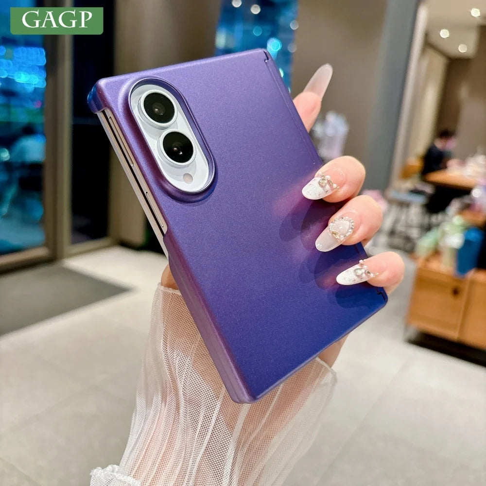 Z Fold8 Metallic Paint Hinge Skin Feel Phone Case For Samsung Galaxy Z Fold8 Ultra 7 6 5 4 Dual-axis Shockproof Bumper PC Cover