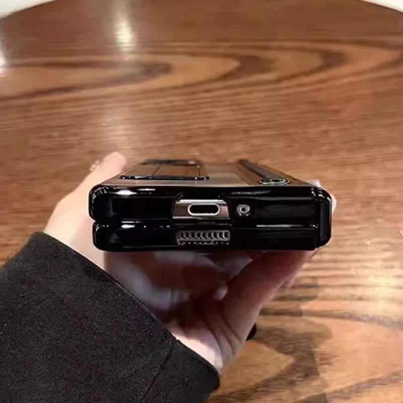 Leather Bracket Pen Slot With Stylus Case For Samsung Galaxy Z Fold 7 6 Fold 5 Fold4 W25 5G Glass Screen Hinge Protection Cover