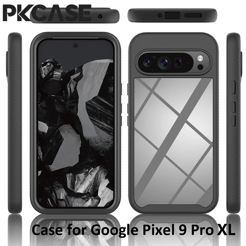 PKCASE 360 Full Coverage Case For Google Pixel 10A 9A 8A 7A 6A Shockproof Clear Armor Cover For Pixel 10 9 8 7 Pro XL