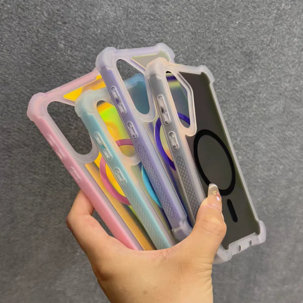 Shockproof Magnetic Changing Color Case for Samsung Galaxy S25Ultra S24 Plus A55 Double Layer Armor For Magsafe Protect Cover