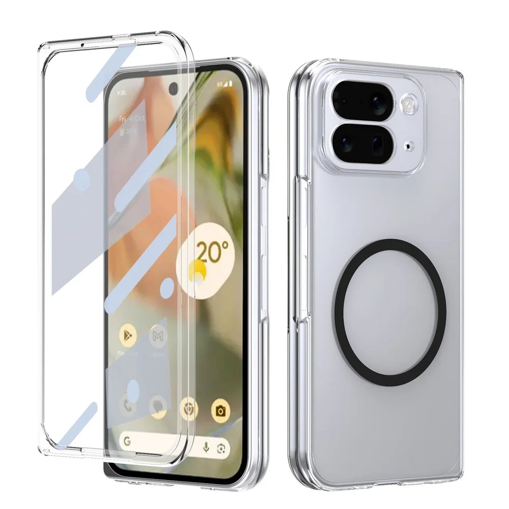 Metal Camera Edge Buttons Magnet Adsorption Tempered Glass Protect Case For Google Pixe 10 Pro Fold pixel10 fold Back Cover