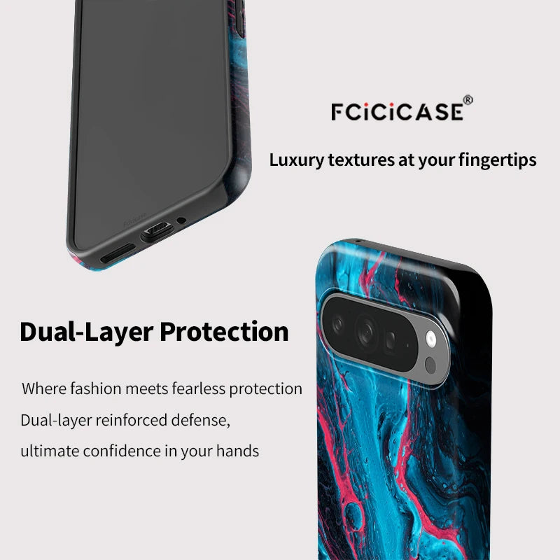 Fcicicase Acrylic Matte Phone Case For Google Pixel 10A 8A 7A 9 10 Pro XL 8 9 10 Pro Marble Painting Dual Layer Matte Cover