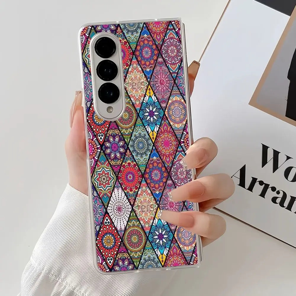 Persian Carpet Floral Pattern Phone Case For Samsung Galaxy Z Fold 7 6 Fold 5 ZFold 4 3 2 ZFold SE W26 W25 Folding Clear Cover