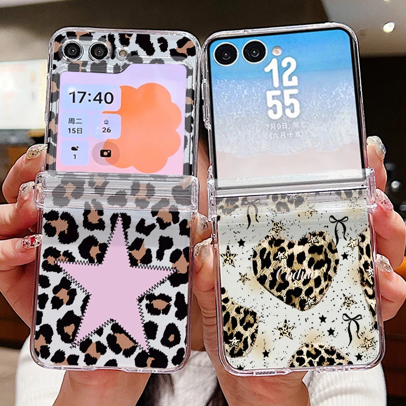 Leopard Lips Print Phone Case For Samsung Galaxy Z Flip 8 7 FE 6 5 4 3 5G Hard PC Folding Cover For Samsung Z Flip8 Flip7 Flip6