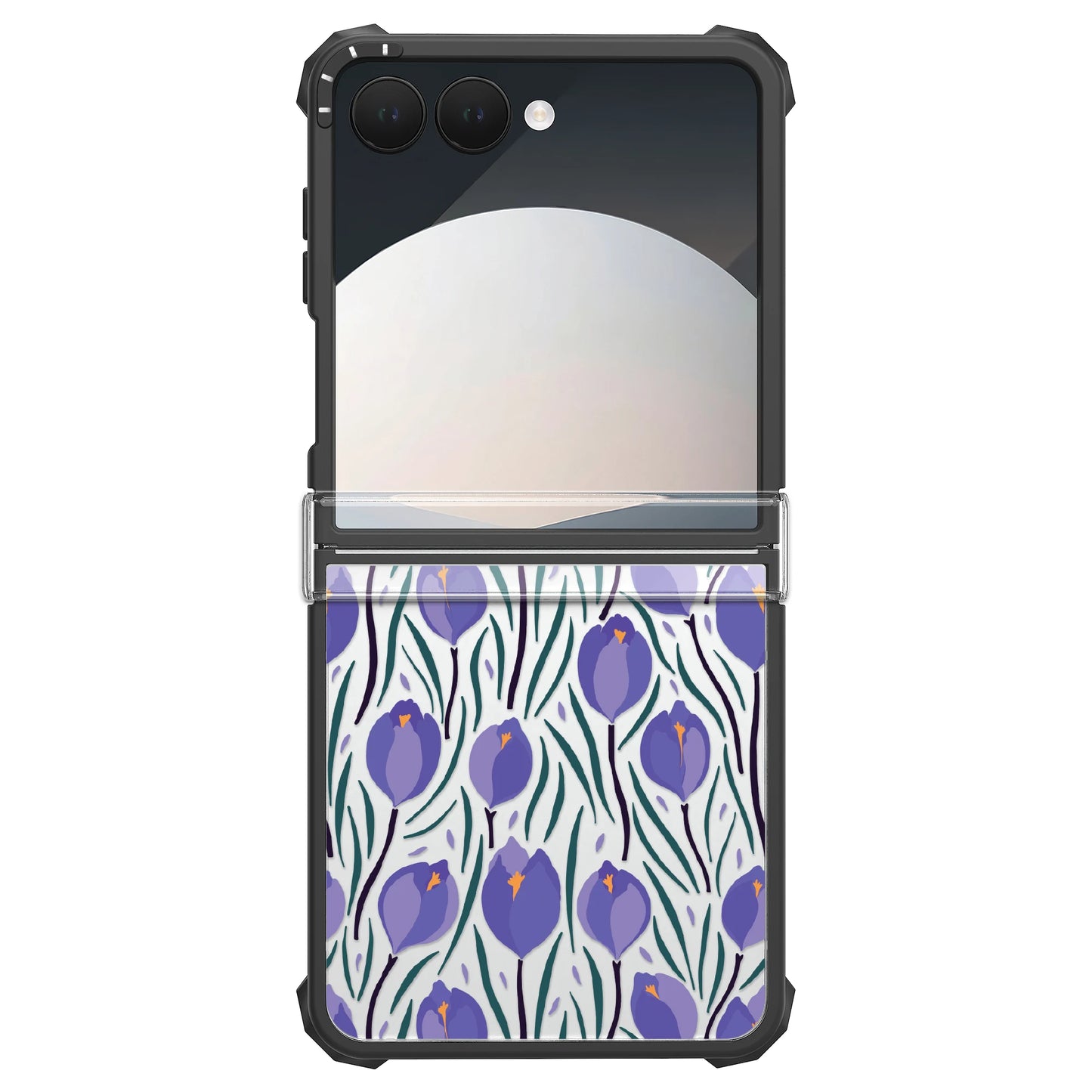 for Samsung Galaxy Z Flip 7 Case with Hinge Protection Floral Lavender Shockproof Protective Hard PC Slim Floral Women Case