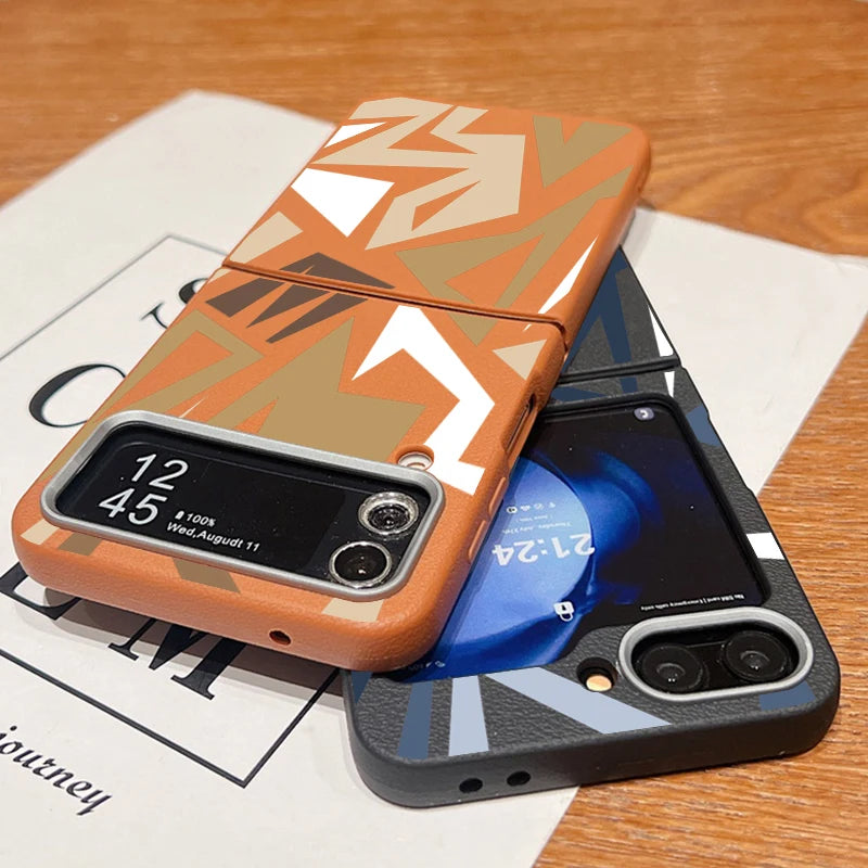 Geometric Pattern Phone Case For Samsung Z Flip7 FE Flip6 Flip5 Flip4 Folding Soft TPU Cover For Samsung Galaxy Z Flip 7 6 5 4 3