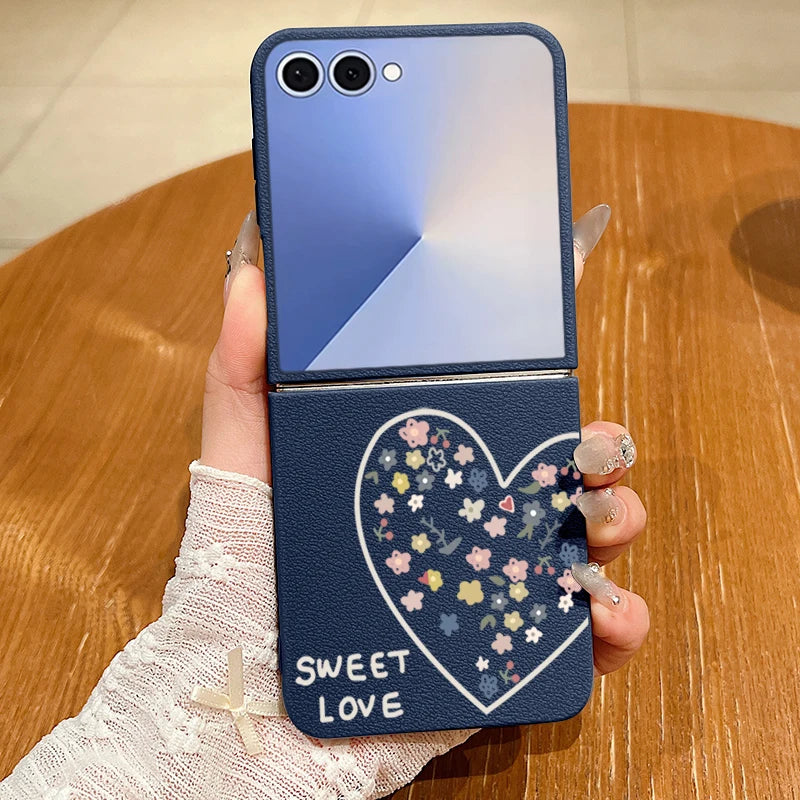 Magnetic Sweet Love Pattern Phone Case For Samsung Galaxy Z Flip7 FE Flip6 Flip 7 6 5 4 3 5G For Magsafe Soft TPU Folding Cover