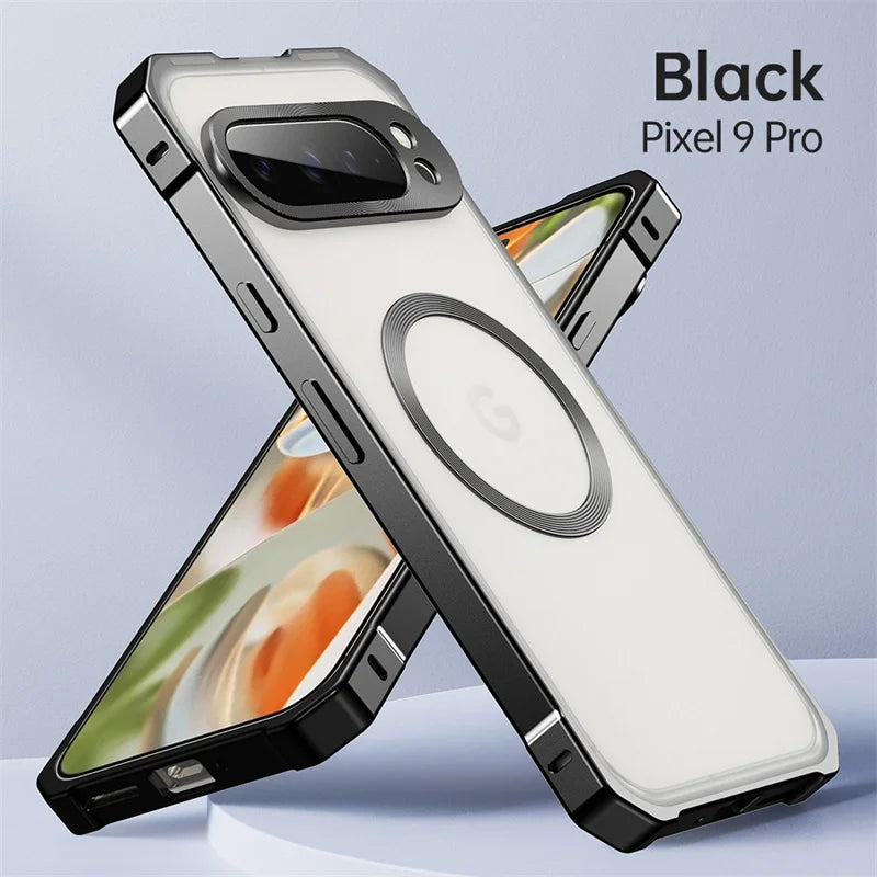 For Google Pixel 8 9 10 Pro 9 Pro XL Metal Frame Protect Bare Magsafe Case Wireless Charging Detachable Shockproof Protect Cover