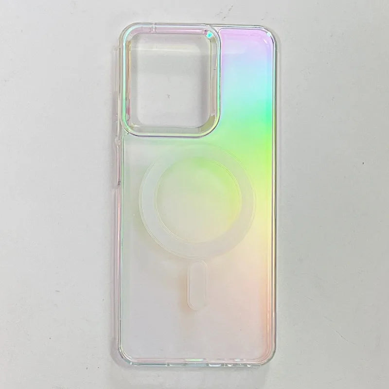 Gradient Rainbow Clear Magnetic Case For Motorola Moto Edge 50 Fusion G Stylus 5G (2025) G85 G45 G34 Magsafe Shockproof Cover