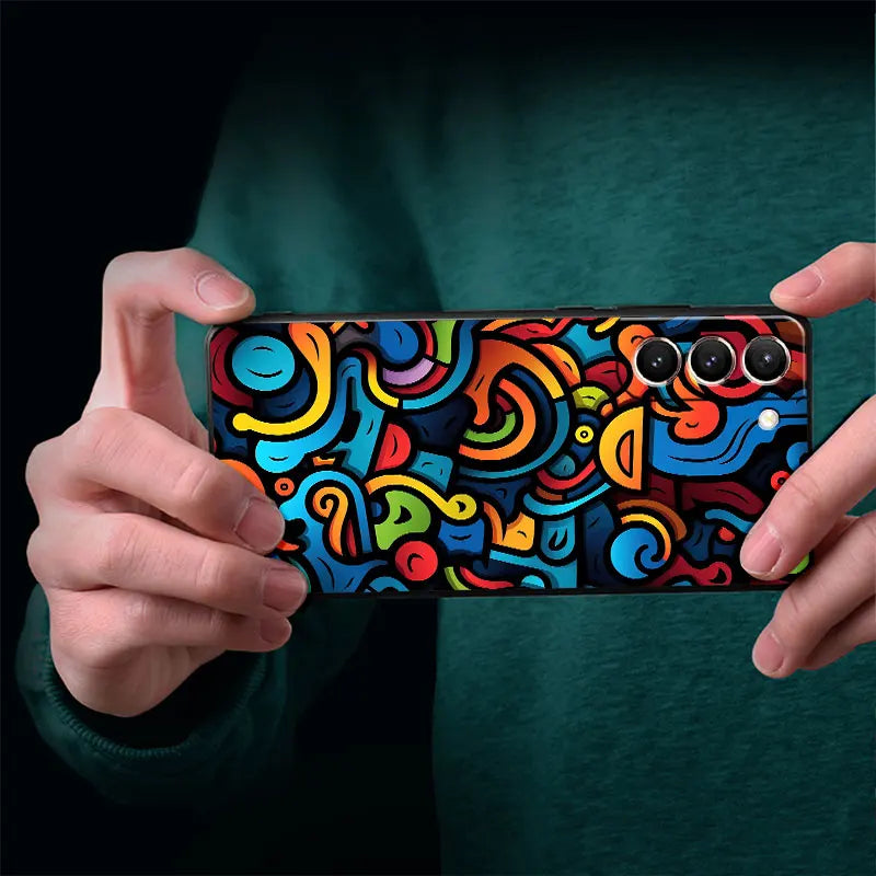 Phone Case For Samsung Galaxy S25 S24 Ultra S23 FE Note 20 10Plus S22 S21 S25Plus Soft Shell Cover Colorful Lines Graffiti
