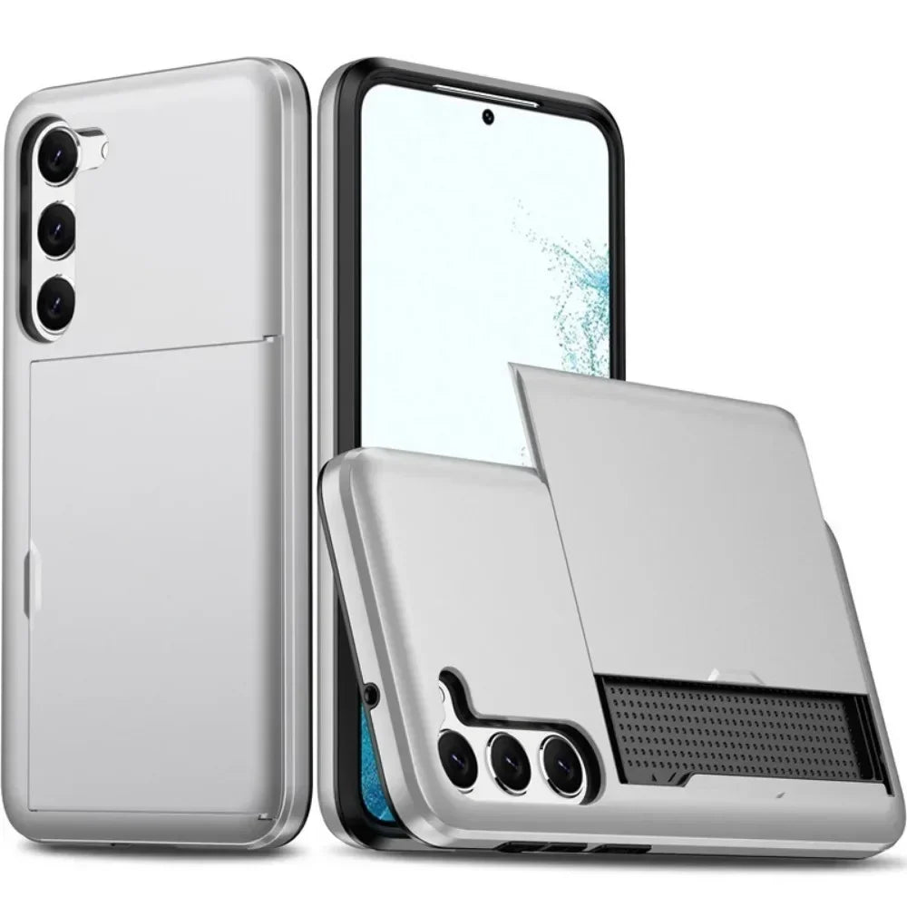 For Samsung Galaxy S25 S24 Ultra S22 Plus S23 S21 S20 FE Note 20 A17 A55 Wallet Cover Card Holder Slot Shockproof Phone Case