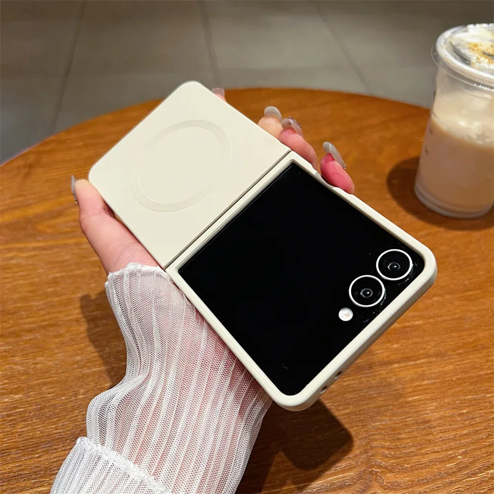 Liquid Silicone Soft Magnetic Phone Case for Samsung Galaxy Z Flip 7 6 5 4 3 5G Wireless Charging Shockproof Protection Cover