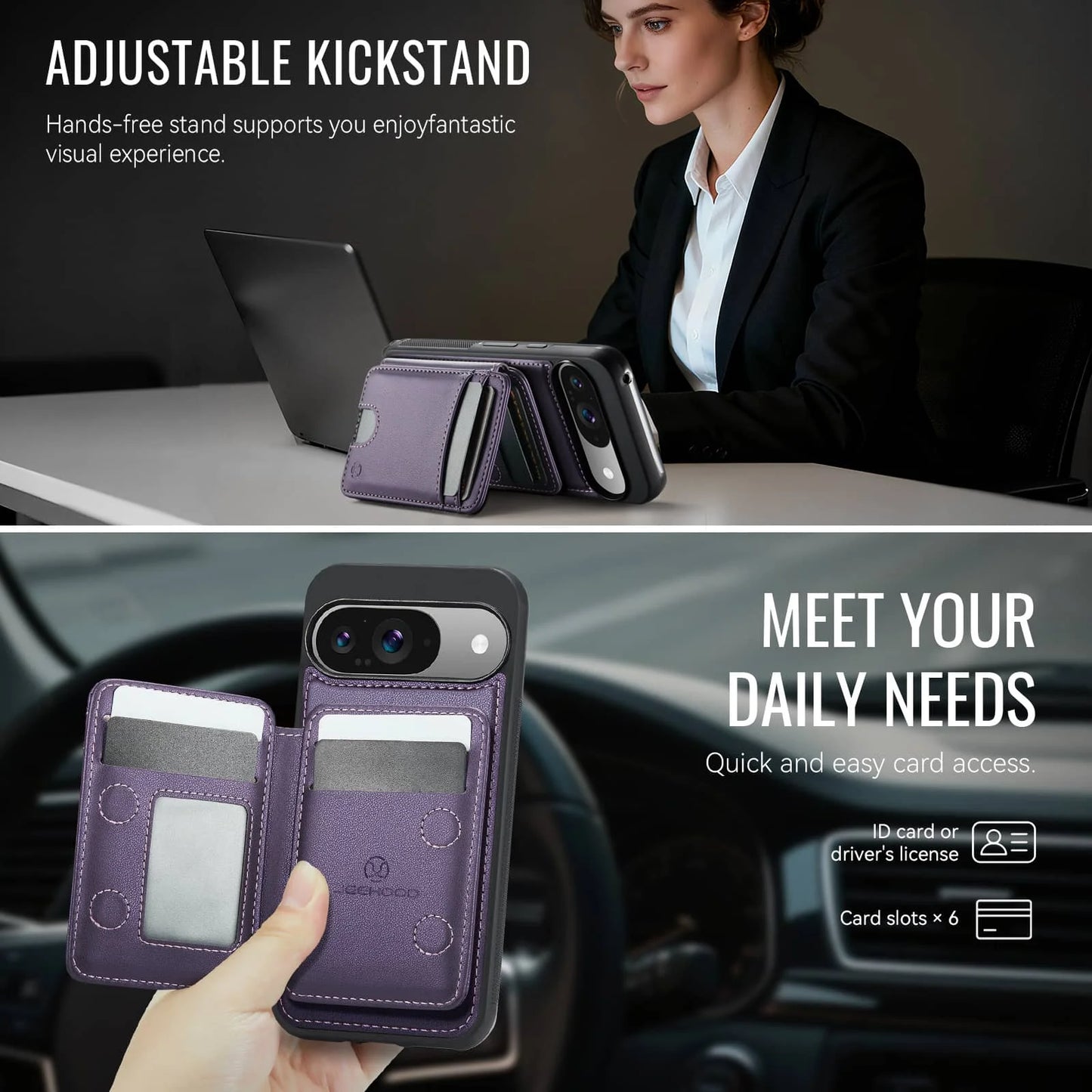 For Google Pixel 10 9 Pro XL 9A 10 9 Case Wallet with Magnetic, RFID Blocking Card Holder 2 in 1 Detachable Kickstand Shockproof