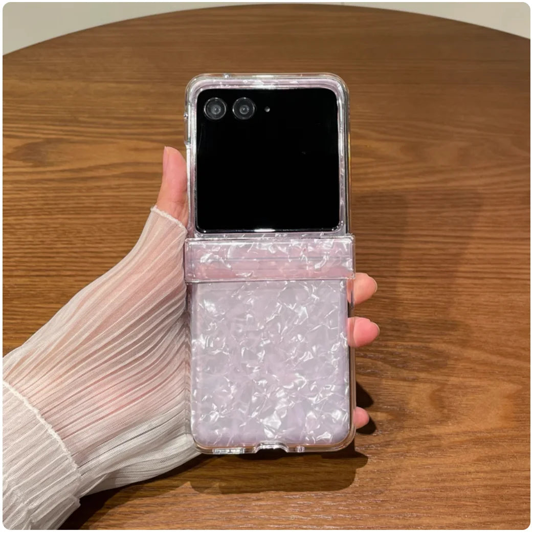 Luxury Shinny Seashells Plastic Case Hing Cover Case For Motorola Razr 40 50 60 Ultra