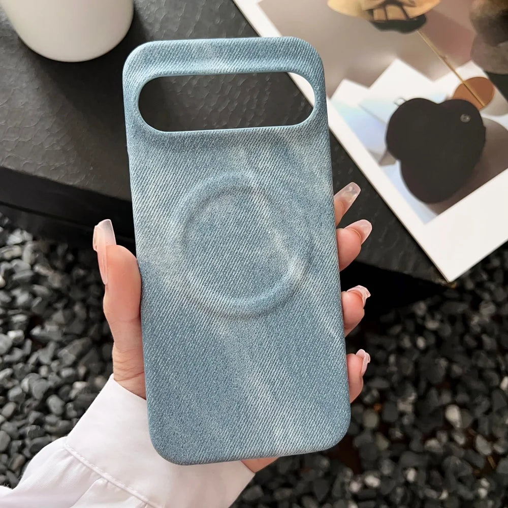 Original Cowboy Leather Texture For Magsafe Phone Case For Google Pixel 11 10 9 8 7 A Pro XL Full Frosted Magnetic Bumper Cover