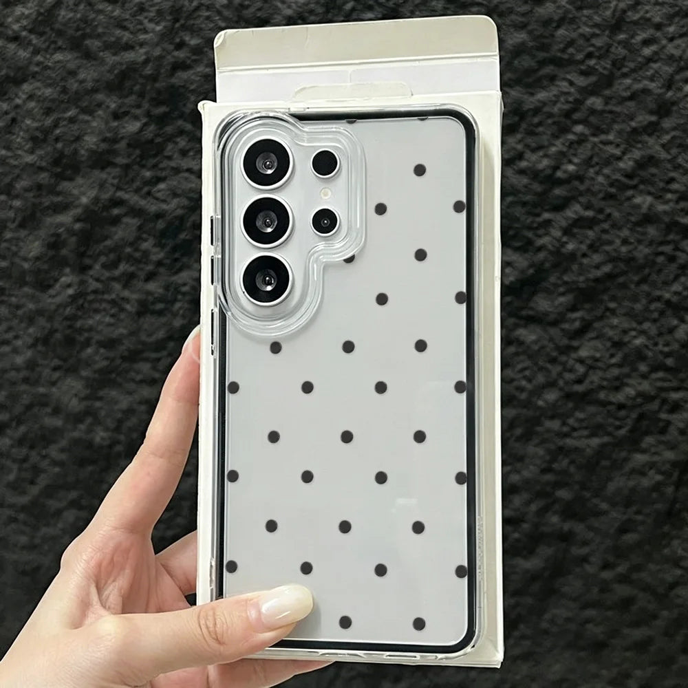 Cute Polka Dot Phone Case For Samsung A56 5g A57 S26 Ultra A55 A35 A34 A25 A07 A16 A37 A17 A53 A06 A05 S23 S24 S25 Glossy Cover