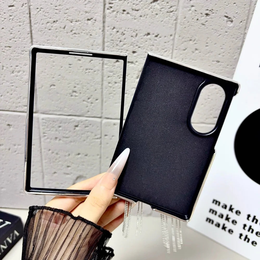 Electroplating Large Diamond Butterfly Tassel Phone Case for Samsung Z Fold 8 Ultra Z Fold 7 6 5 4 Z Flip 8 7 6 5 4 Wide Cover