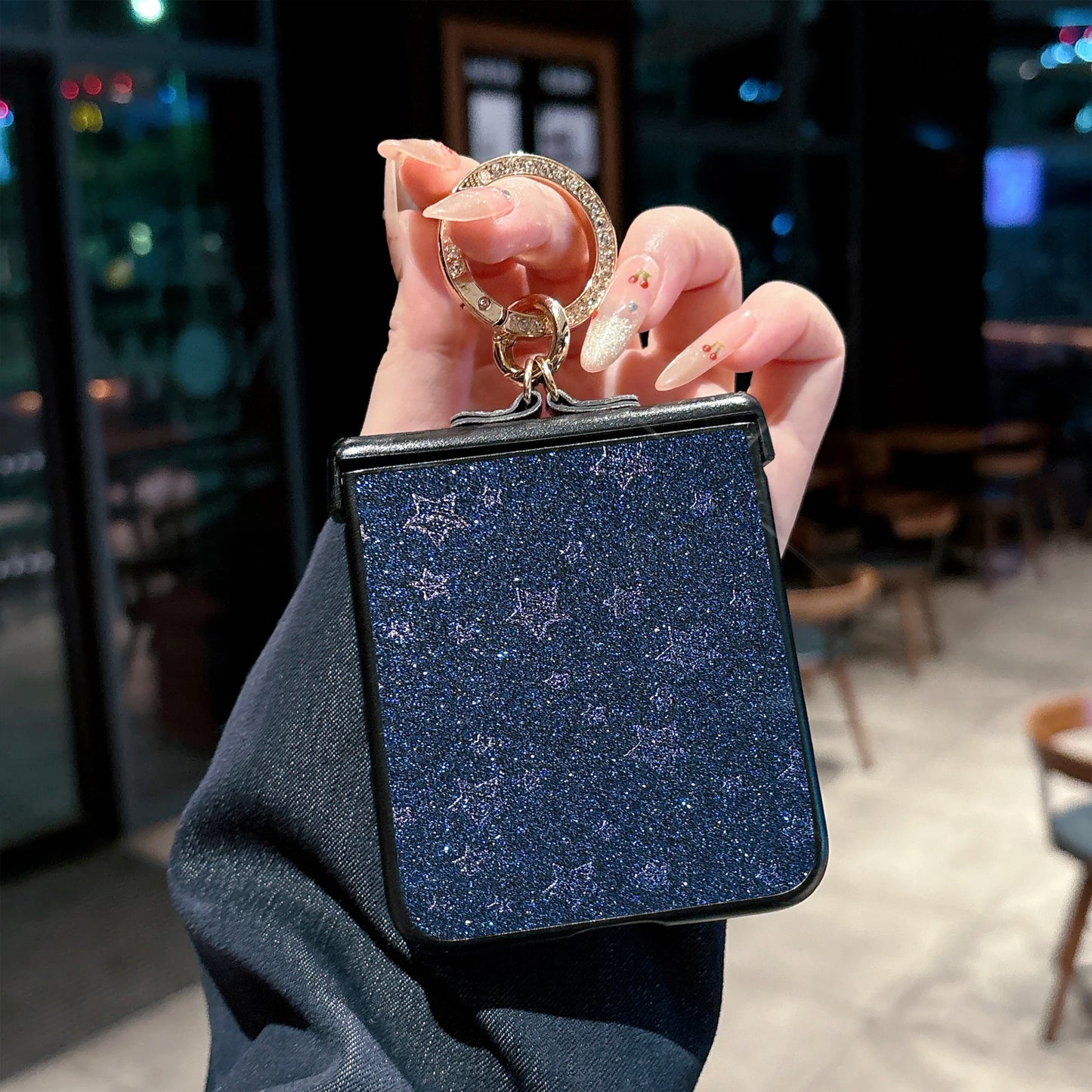 Luxury Twinkle twinkle Stars Phone Case for Motorola Razr 50 60 Ultra 2024 2025 + 2024 + 2025 with an Diamond-Plated Ring Buckle