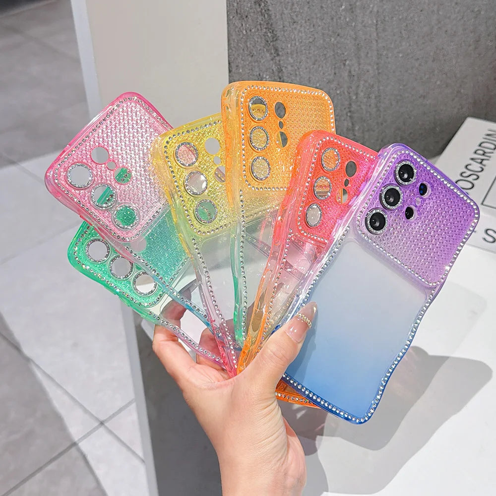 Wavy Edge Gradient Phone Case For Samsung Galaxy S26 S25 S24 Ultra Plus Soft TPU Thickened Shockproof Lens Protective Cover﻿﻿﻿﻿﻿
