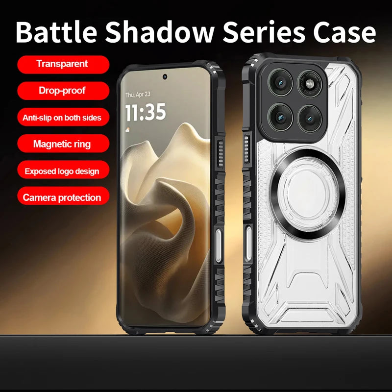 For Motorola MOTO Edge 60 Pro 50 60 Fusion Case Shockproof Magnetic CD Pattern Transparent Hard PC + TPU Armor Cover