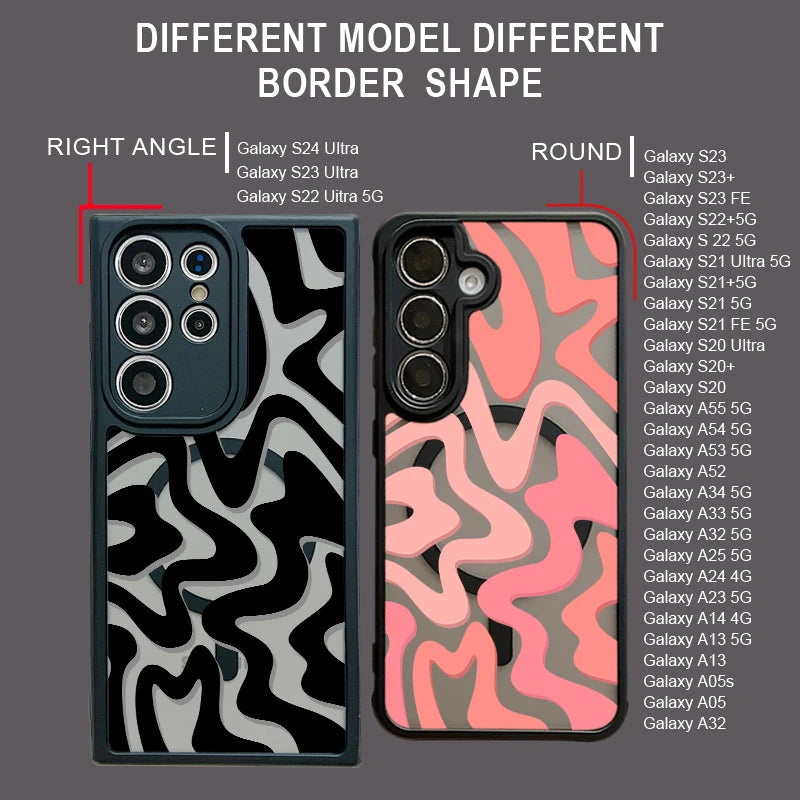 Magnetic Wireless Charging For Magsafe Case For Samsung Galaxy S25 Edge S24 S22 S23 Ultra S23 S24 FE Stripe Pattern Matte Cover