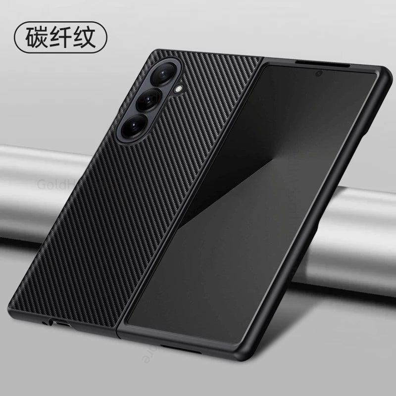 Capa For Samsung Z Fold 7 6 5G Pure Color Leather Shockproof Phone Case For Galaxy Z Fold7 fold 6 5 4 3 Hard PC Protective Cover