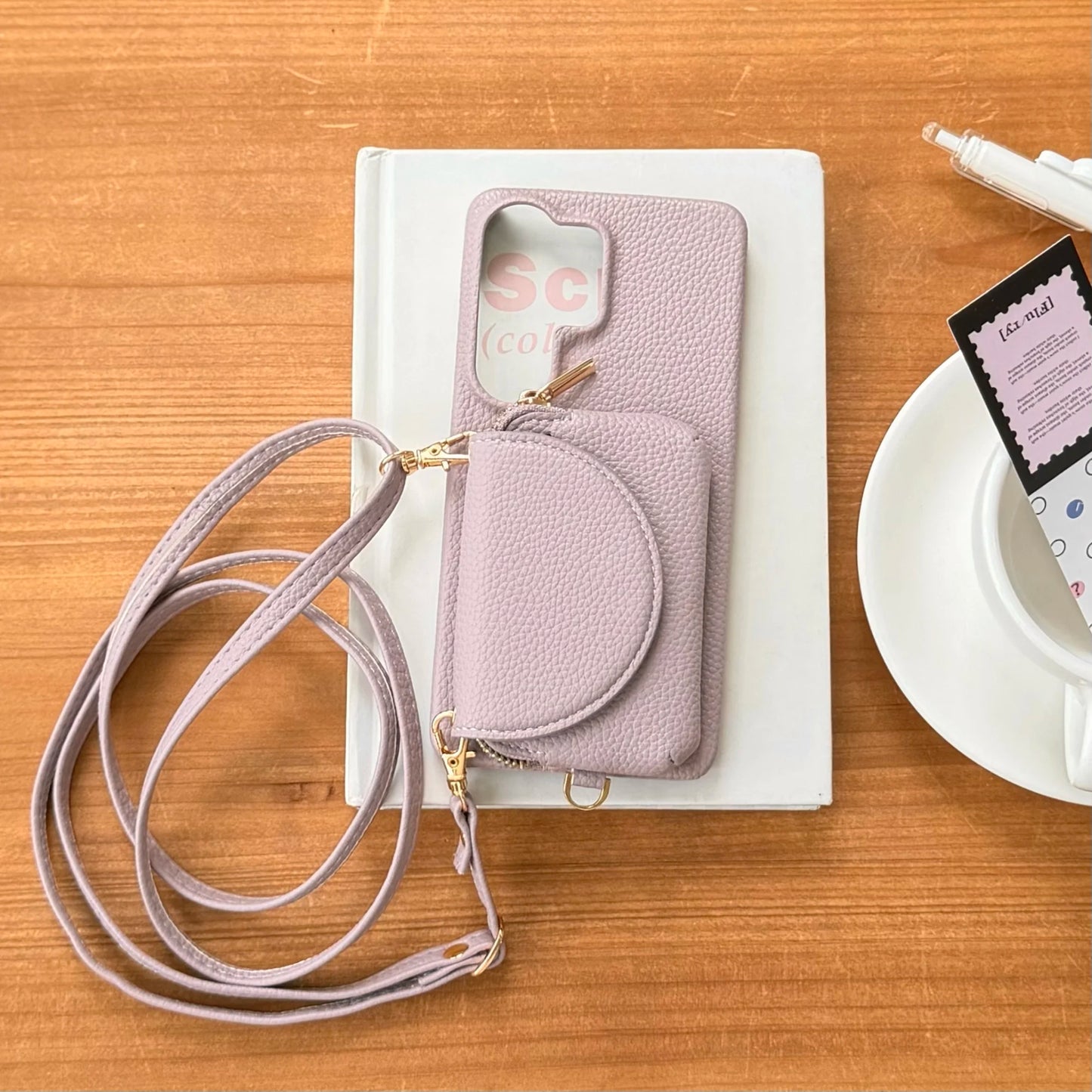 Crossbody Long Lanyard Leather Cards Bag Case for Samsung S26 Ultra S25 S24 Plus A17 A07 A57 A37 Built in Makeup Mirror Cover
