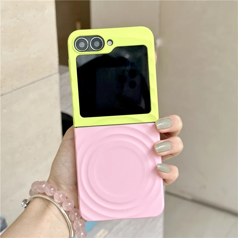 Color Collision Magnetic Phone Case For Samsung Galaxy Z Flip 7 6 5 4 3 Z Flip6 Flip7 Cover with Magsafe Stand Girp Cute Cases