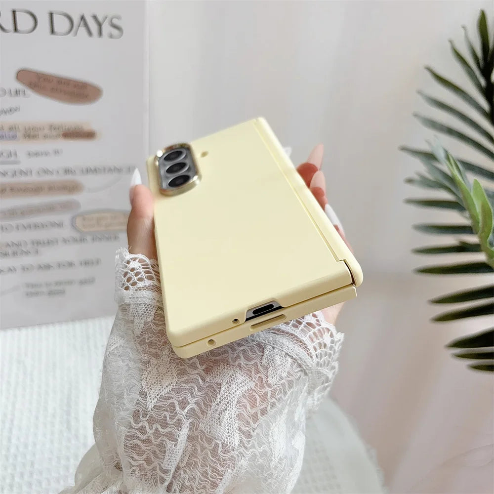Luxury For MagSafe Flip Hinged Protection Phone Case for Samsung Galaxy Z Fold 8 7 6 5 Wireless Charging Solid Color Matte Cover