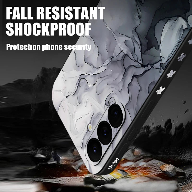 Colorful Marble Case For Samsung Galaxy S24 S23 S22 Ultra S25 S21 S20 FE A15 A25 A35 A55 A52 A53 A54 5G A36 A56 Lanyard Cover