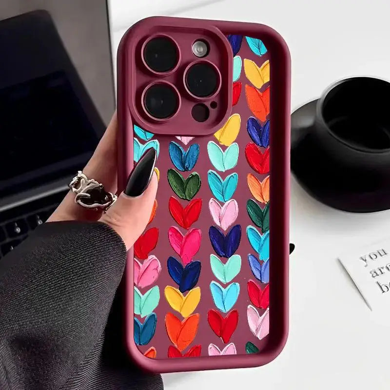Motorola Edge 50 Fusion Colorful Love Heart Silicone Case For Moto 40 NEO Pro G84 G35 G85 5G G22 G32 G52 G30 G60 Shockproof Capa