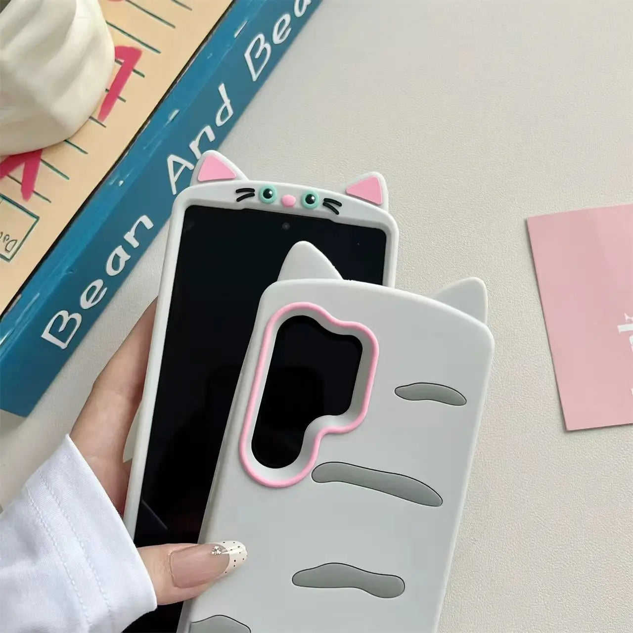 3D Cartoon Kitten Bowknot Case For Samsung Galaxy S26 S25 S24 S23 Ultra FE A57 A37 A07 A56 A36 A26 A17 A16 A15 A35 A55 A54 A24