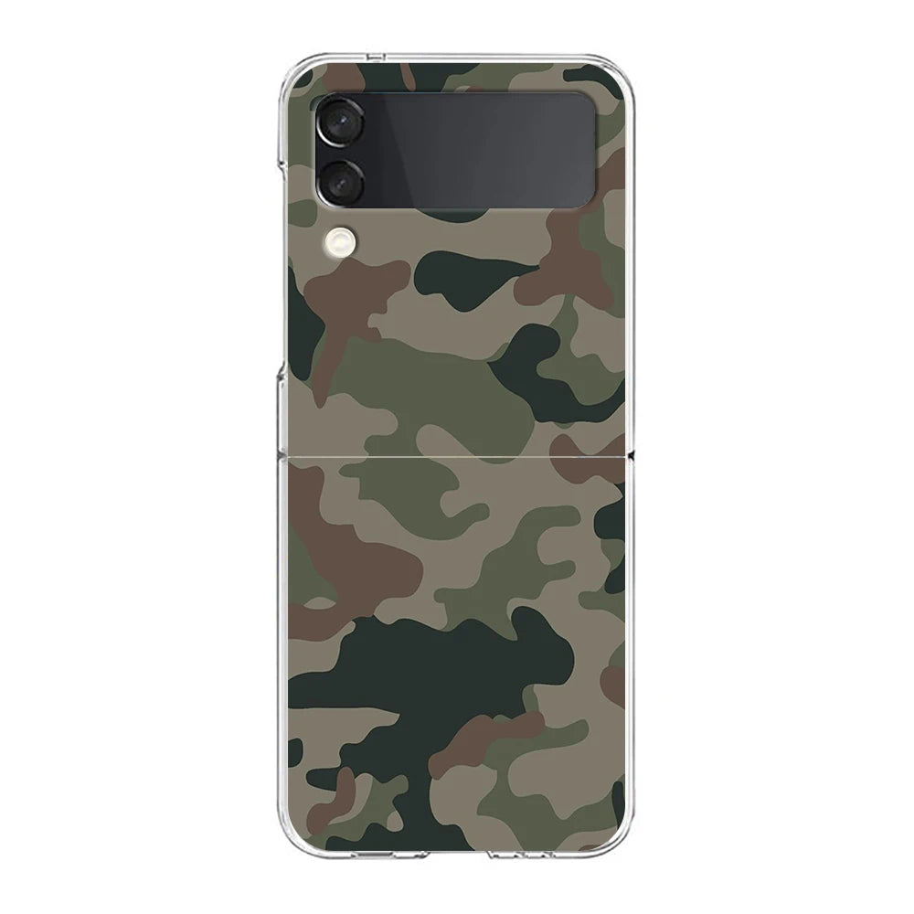 Camouflage Camo Hard PC Phone Case For Samsung Galaxy Z Flip 4 5 6 Black Cover For Galaxy Z Flip 3 Foldable Shockproof Case Capa