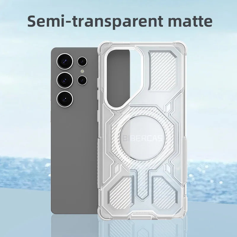 BIBERCAS Translucent Magnetic Case For Samsung Galaxy S26 Ultra S26Plus S25 Edge Wireless Charging TPU Frame Plastic Back Cover