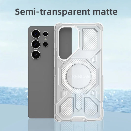 BIBERCAS Translucent Magnetic Case For Samsung Galaxy S26 Ultra S26Plus S25 Edge Wireless Charging TPU Frame Plastic Back Cover