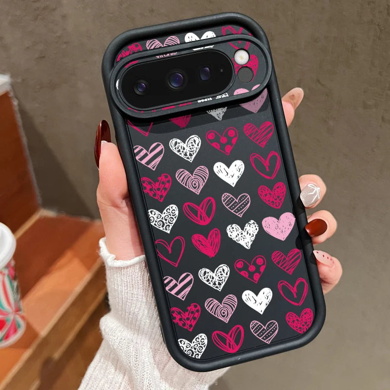 Cute Love Heart Phone Case For Google Pixel 8A 8 Pro 9 Pro XL 7A Shockproof Soft TPU Silicone Protector Cover For Pixel 7 8 Pro