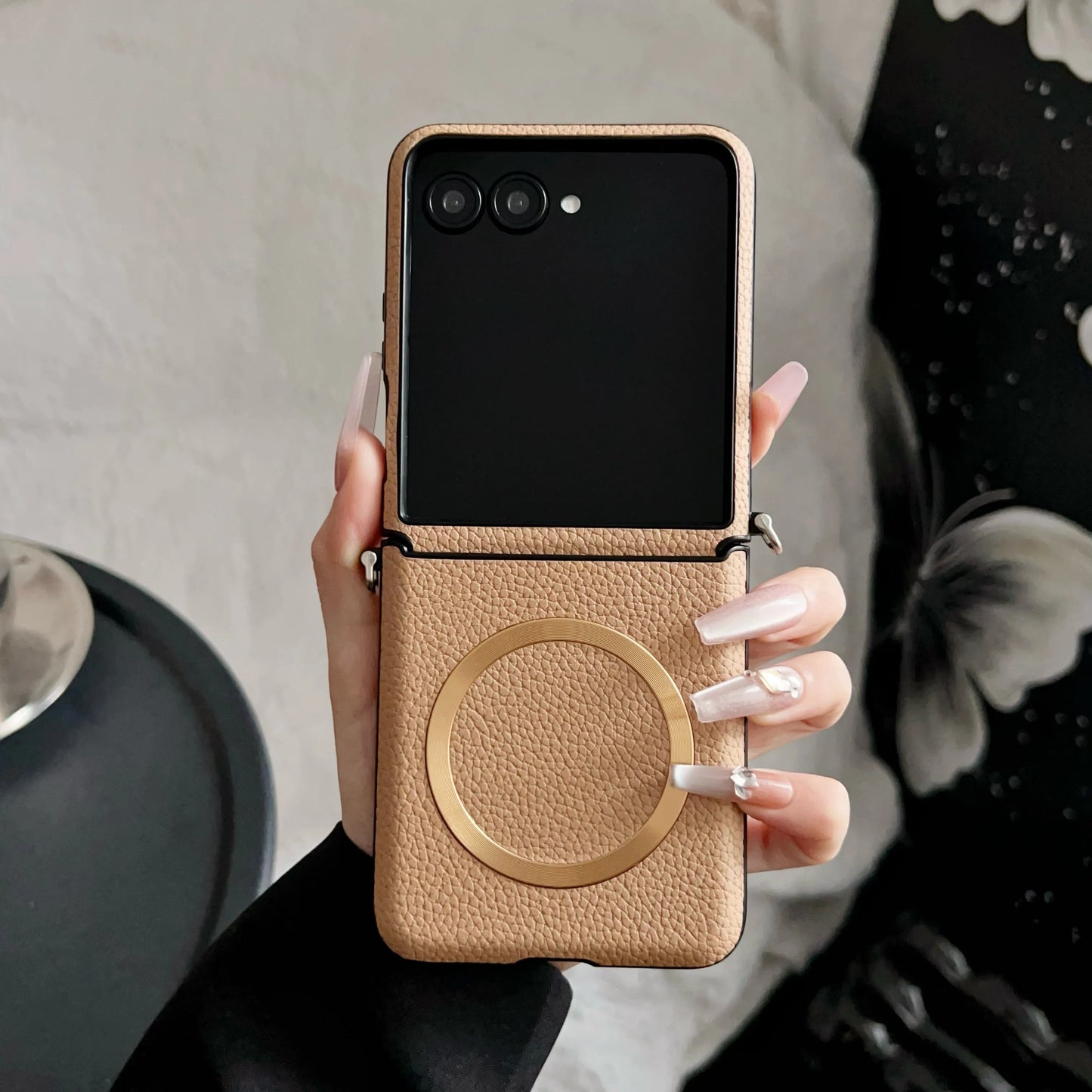 For MagSafe Magnetic Wireless Charging Litchi Texture PU Leather Case For Motorola Moto Razr 60 50 Ultra Plus 2024 Mobile Cover