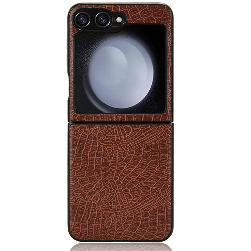 For Samsung Galaxy Z Flip 7 FE Case Luxury Crocodile pattern PU leather Case For Samsung Z Flip 7 FE Phone Case Back Cover