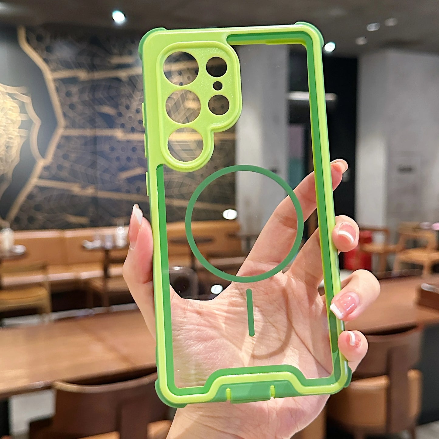 Shockproof Contrast Color For Magsafe Magnetic Case For Samsung Galaxy S25 S24 S23 Ultra Plus Hybrid Transparent Hard Back Cover