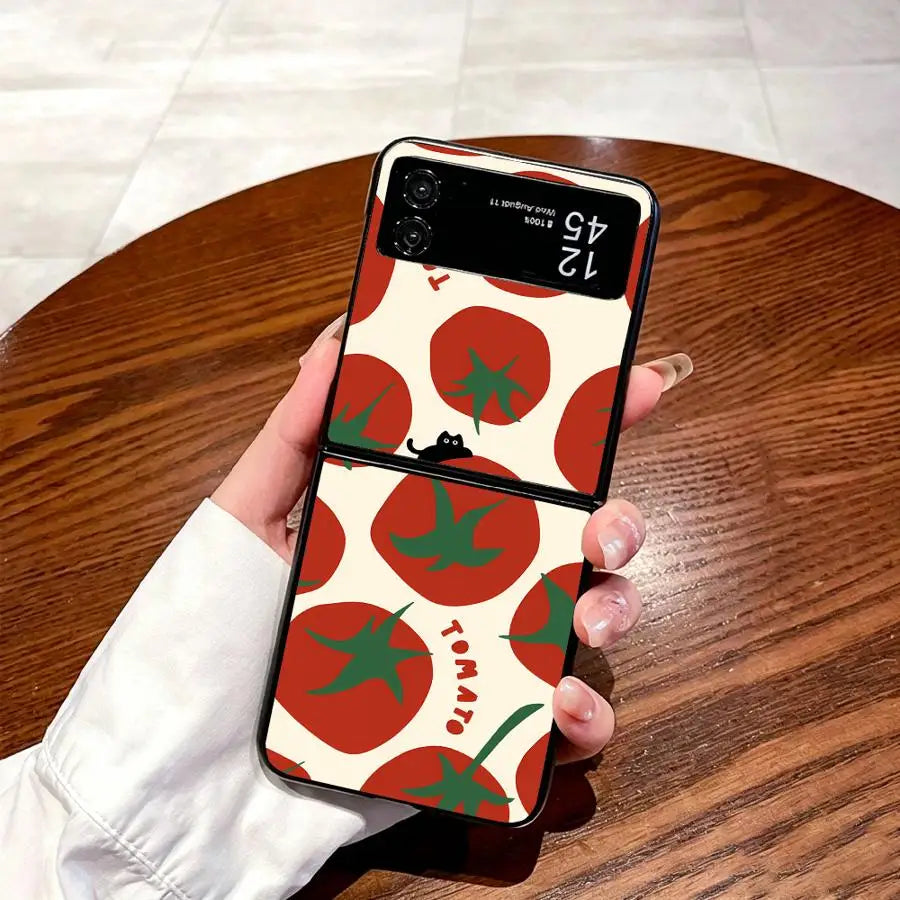 Red Tomato Print Case for Samsung Galaxy Z Flip 7 6 5 4 3 Z Fold 7 6 5 4 3 Phone Cover