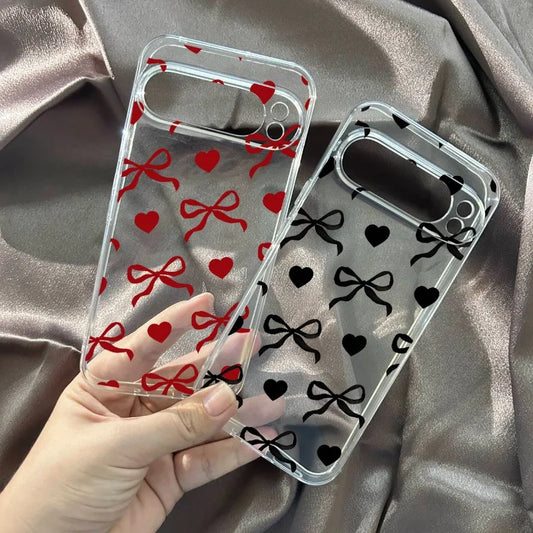 Cute Star Bow Phone Case for Google Pixel 10 9 9Pro XL 8A 8Pro 8 7 7A 7Pro 5G Hot Christmas Soft TPU Clear Cover Fundas