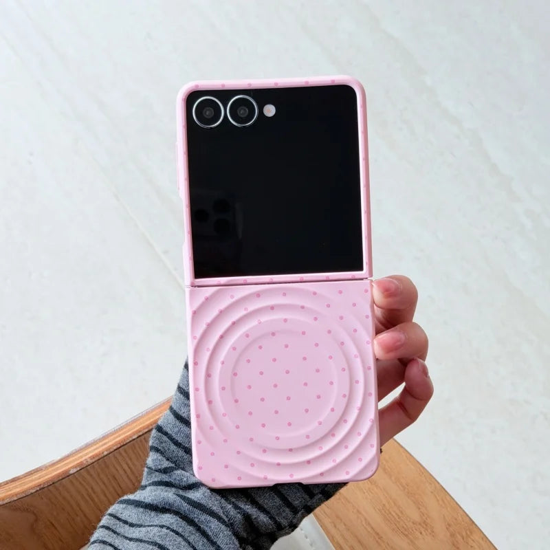 Korean Candy Color Polka Dot Magnetic Phone Case For Samsung Galaxy Z Flip 7 6 5 4 3 Z Flip6 ZFlip7 Hard Cover For Magsafe Cases