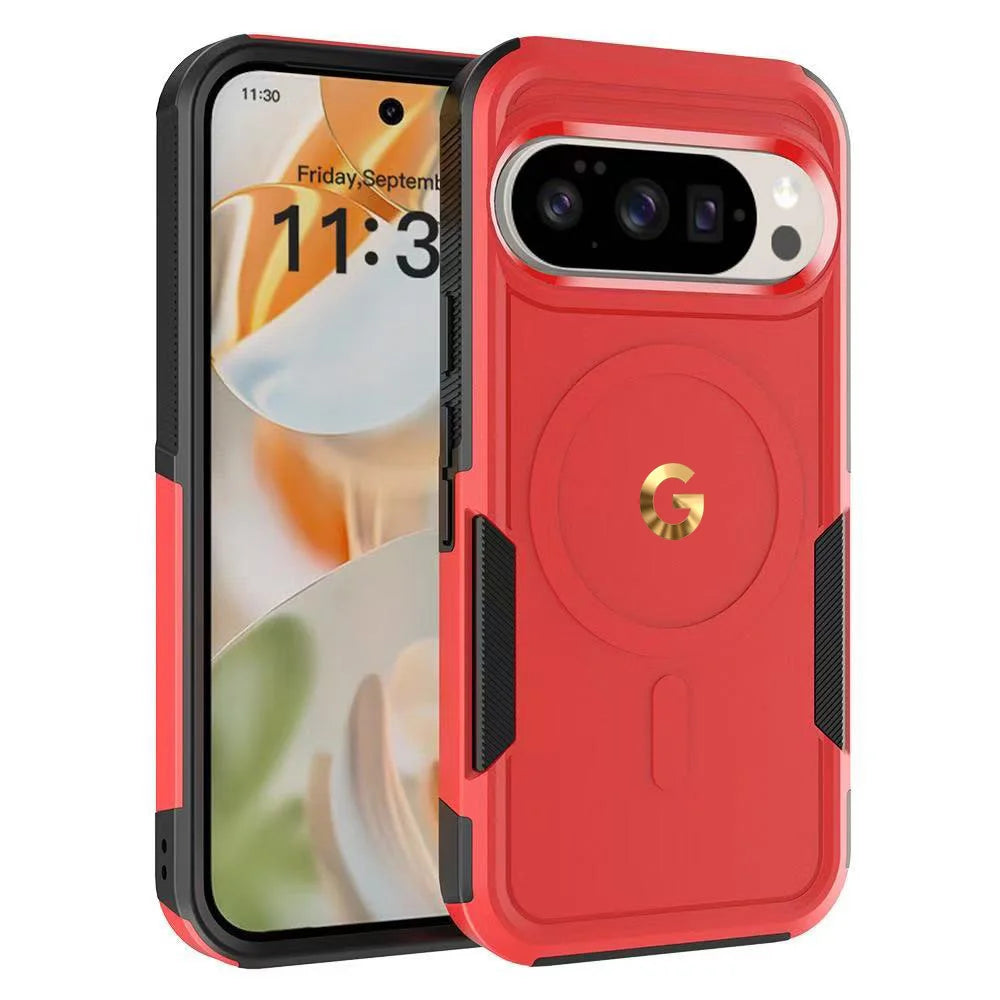 Premium 2IN1 Heavy Armor For Magsafe Magnetic Charging Case For Google Pixel 10 9 Pro XL Shockproof PC+TPU Matte Protector Cover