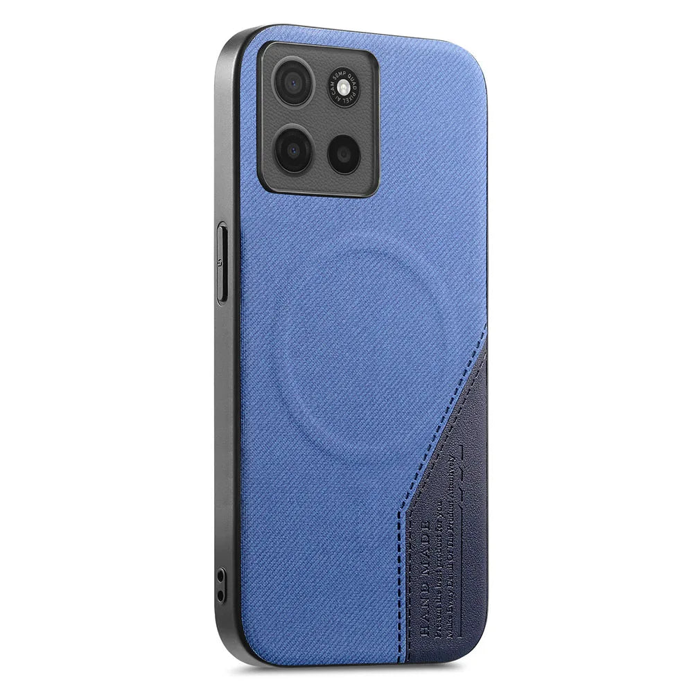 Luxury Fabric Leather Splicing Magnetic Case For Moto G05 G15 Power G06 G56 G86 G67 G77 Edge 70 Ultra 60 Neo Protective Cover