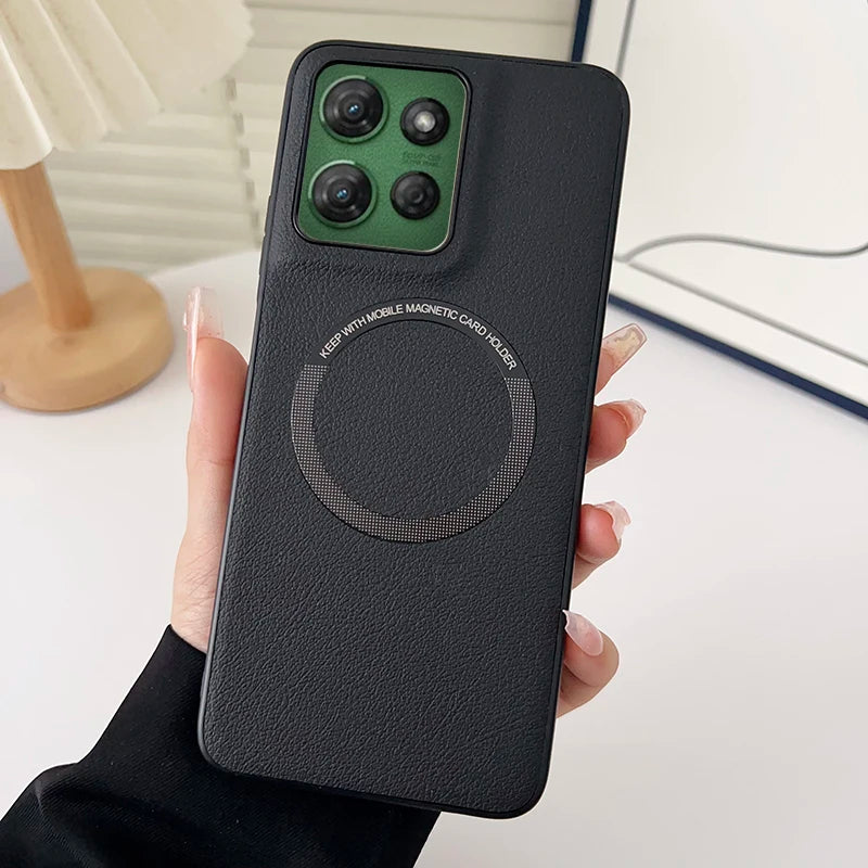 For Motorola Edge 60S Magsafe PU Leather Wireless Charging Protective Back Case Moto Edge 40 50 Neo Coques Moto Edge 60 Stylus