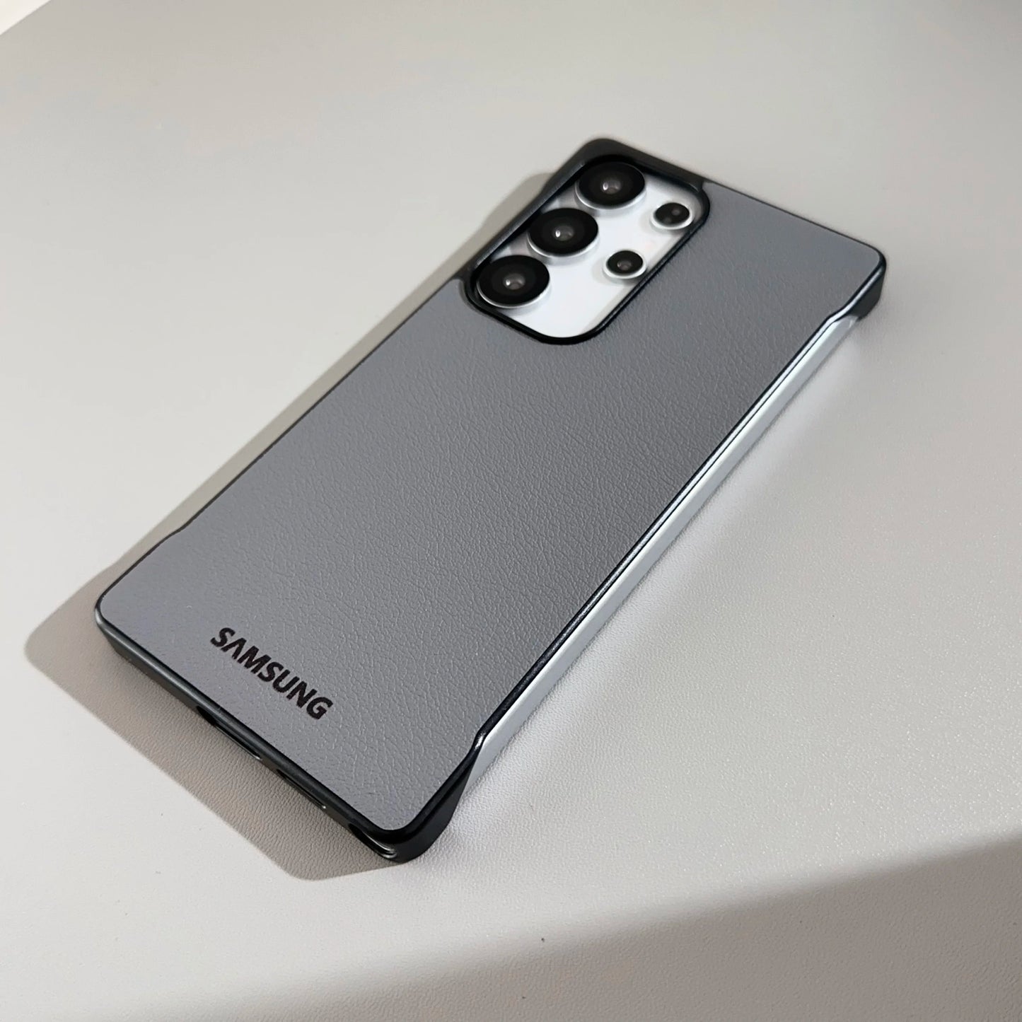 Ultra Thin Leather Texture Frameless Phone Case Samsung Galaxy S26 S25 Plus S24 Ultra Plus S25 Edge Luxury Shockproof Back Cover