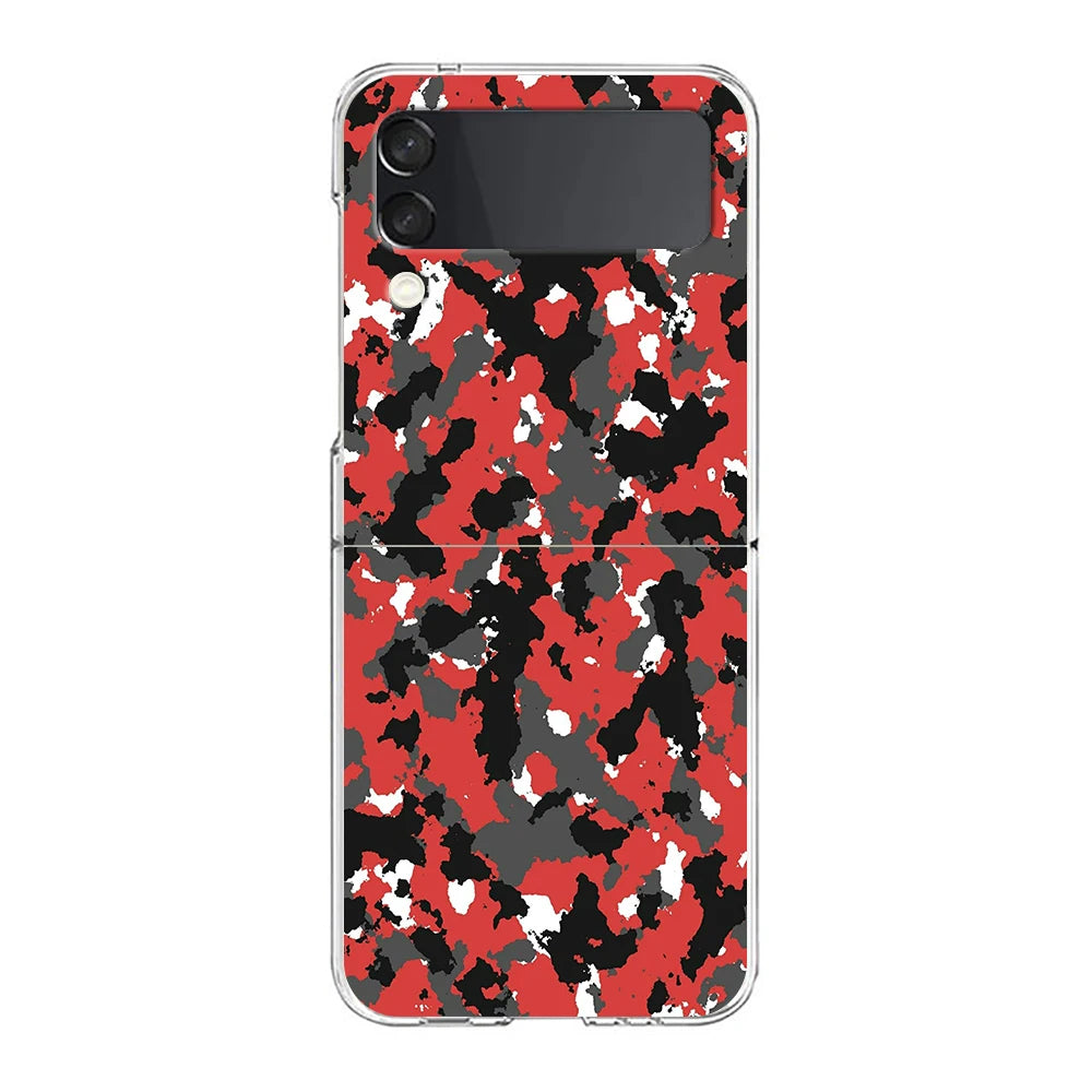 Camouflage Camo Hard PC Phone Case For Samsung Galaxy Z Flip 4 5 6 Black Cover For Galaxy Z Flip 3 Foldable Shockproof Case Capa