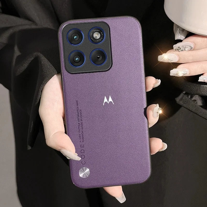 Luxury Plain PU Leather Phone Case for Moto Signature Edge 70 Pro Fusion + 60 50 Neo G87 G77 G67 G57 G47 G37 G17 G86 Power Cover