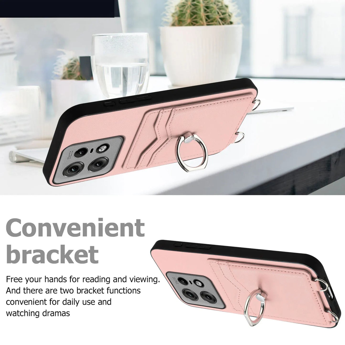 Crossbody Necklace Lanyard Wallet Leather Case for Motorola Moto G Stylus 5G 2024 G85 X50 Ult Card Slots Ring Holder Stand Cover